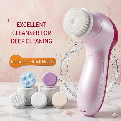 5-in-1 Portable Electric Facial Cleansing Brush & Massager – Radiant Skin Care Tool