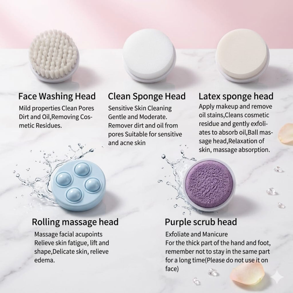 5-in-1 Portable Electric Facial Cleansing Brush & Massager – Radiant Skin Care Tool