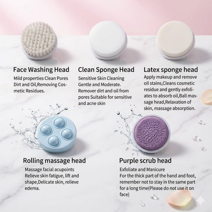 5-in-1 Portable Electric Facial Cleansing Brush & Massager – Radiant Skin Care Tool