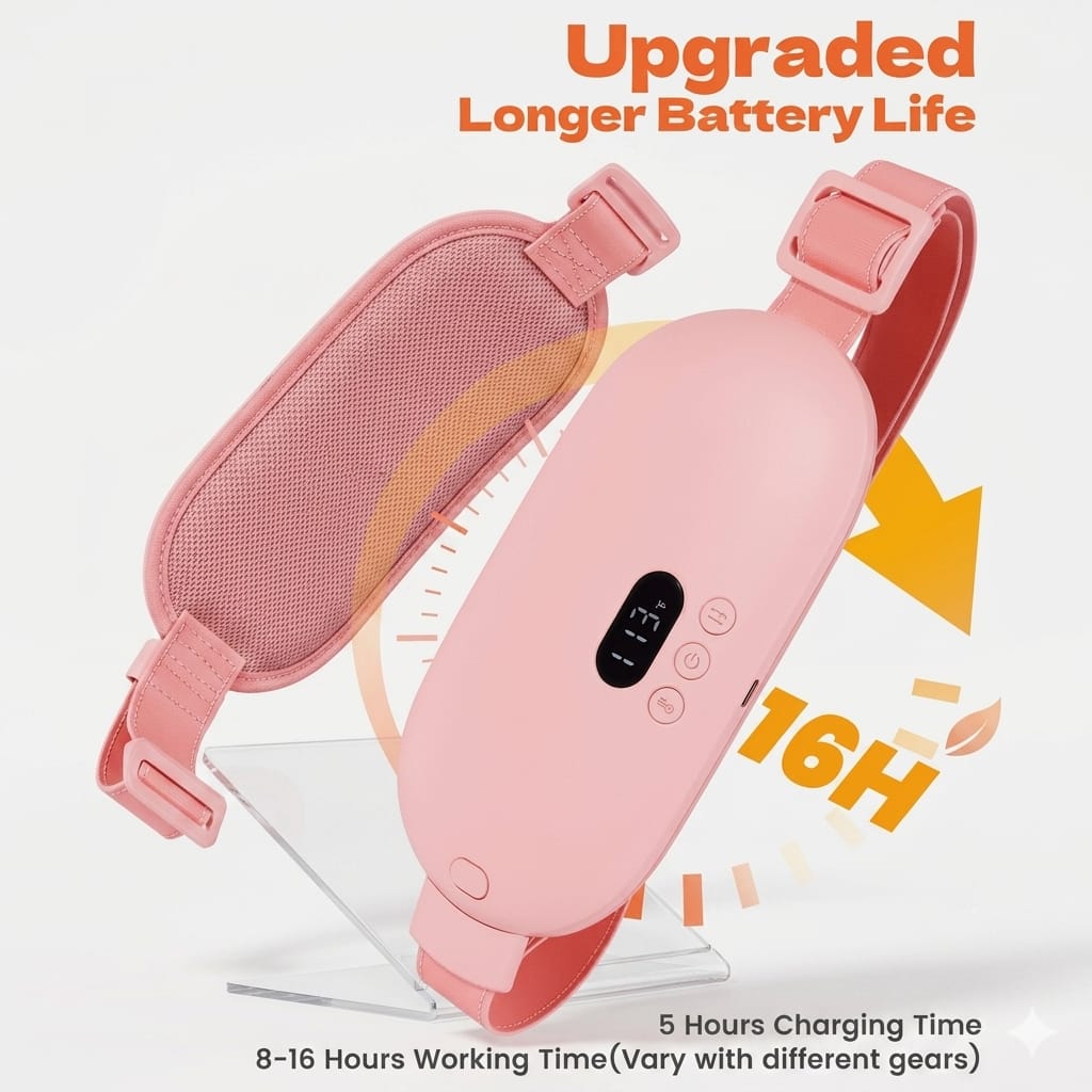 Smart Period Cramp Relief Massager & Heating Pad – Portable Pain Relief Belt