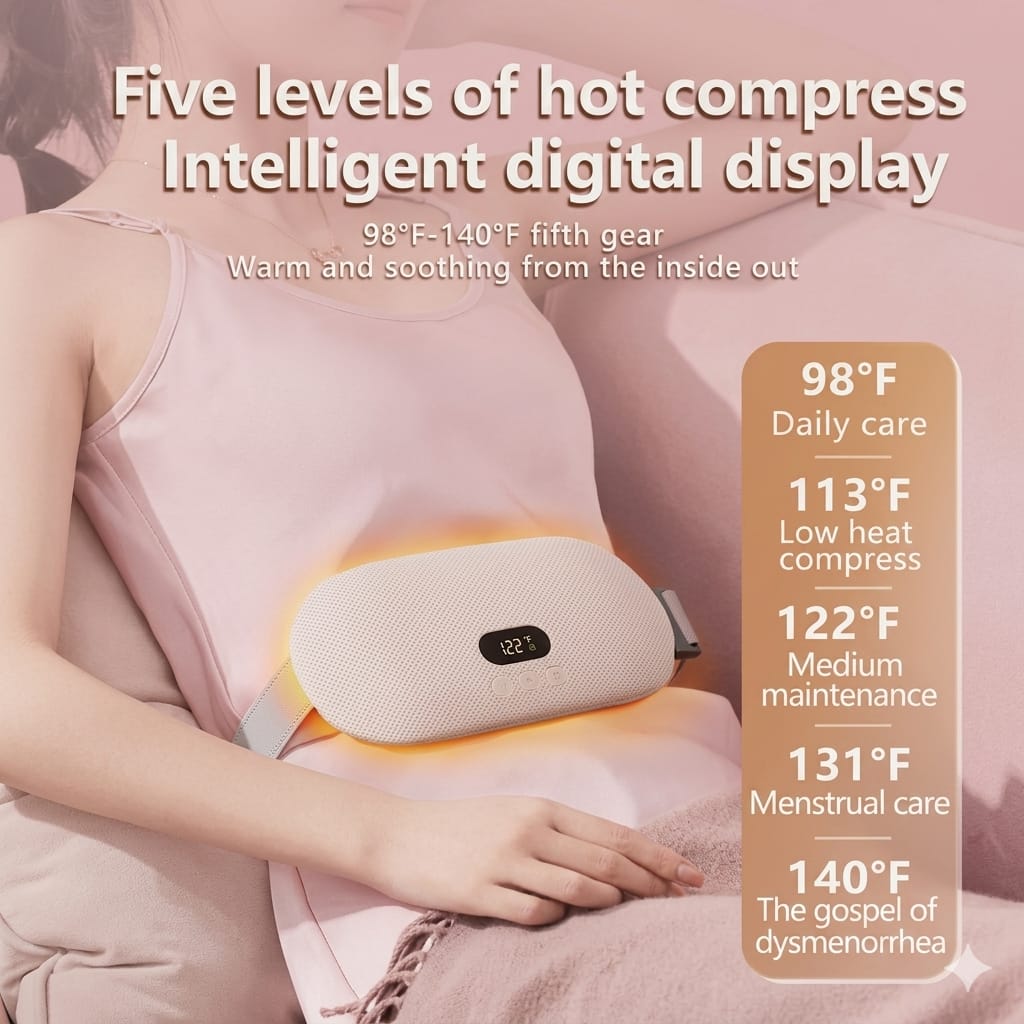 Smart Period Cramp Relief Massager & Heating Pad – Portable Pain Relief Belt