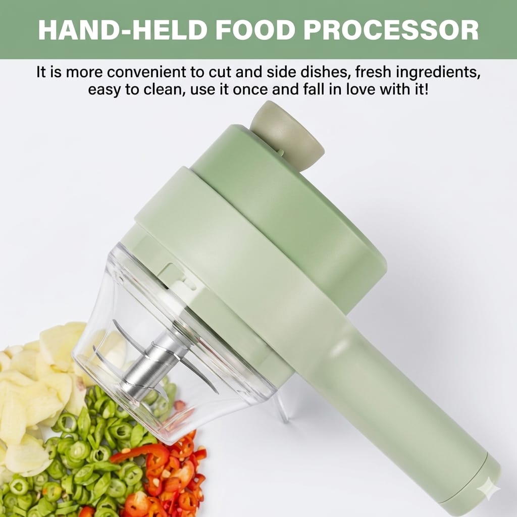 4-in-1 Electric Vegetable Cutter, Slicer, Grater, Chopper
