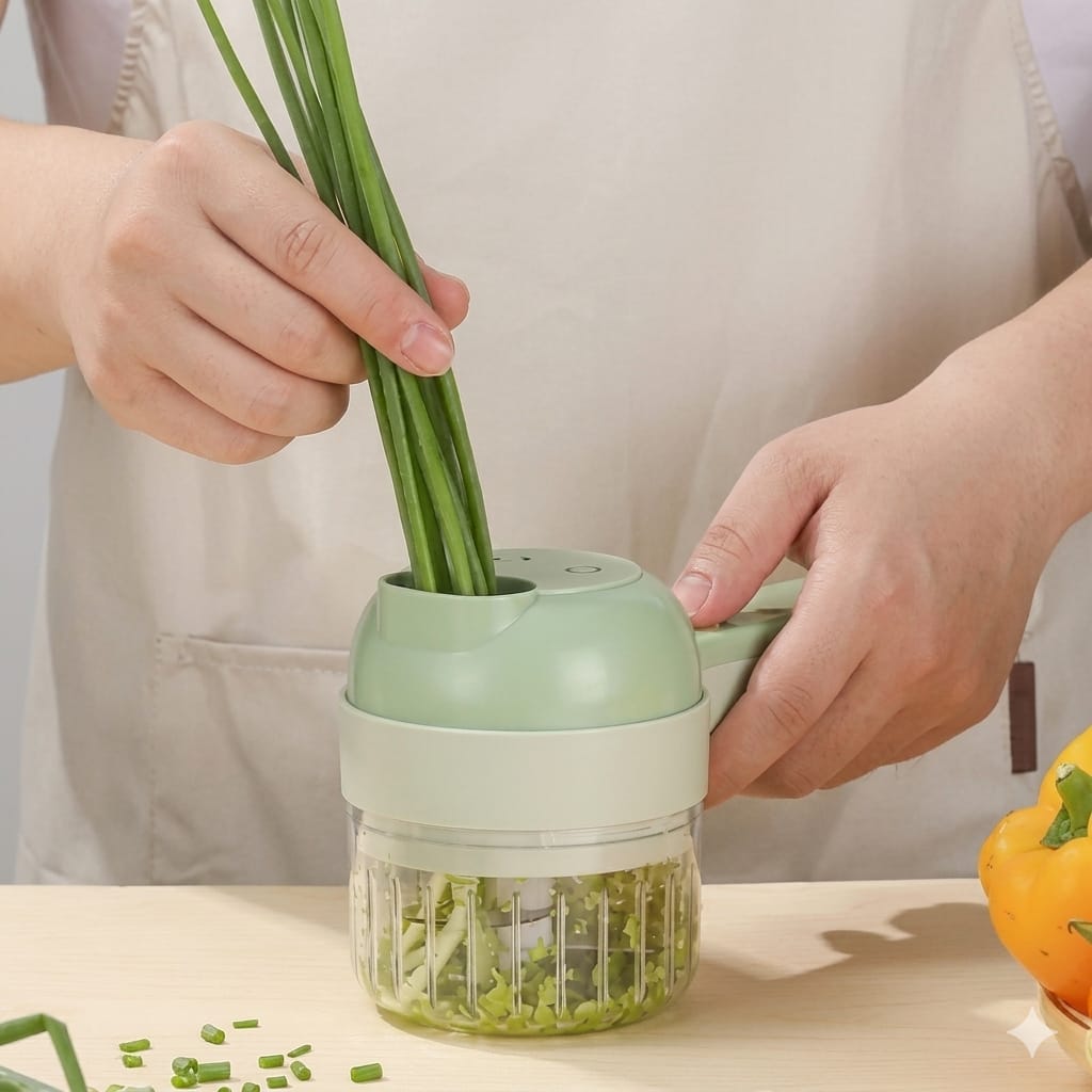 4-in-1 Electric Vegetable Cutter, Slicer, Grater, Chopper